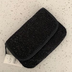 NWT LOFT Black Beaded Clutch Bag
